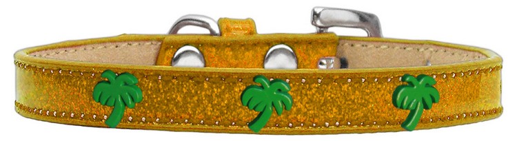 Green Palm Tree Widget Dog Collar Gold Ice Cream Size 16